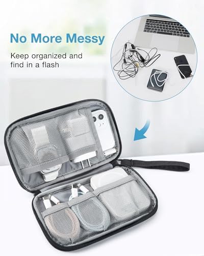 BAGSMART Cord Organizer Travel Cable Organizer Bag Tech Electronic Organizer Travel Case, Travel Essentials for Charger, Cable, Phone, Flash drive, Single Layer - Black - Image 4