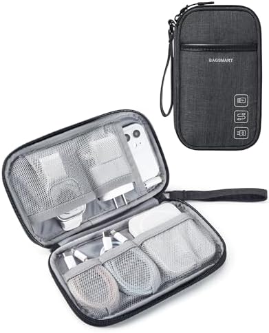 BAGSMART Cord Organizer Travel Cable Organizer Bag Tech Electronic Organizer Travel Case, Travel Essentials for Charger, Cable, Phone, Flash drive, Single Layer - Black