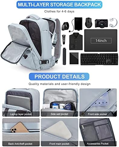 VGCUB Large Travel Backpack Bag for Women Men,Carry on Backpack,17 Inch Laptop Business Work Waterproof Backpack with Laptop Compartment,Person Item Flight Approved,Mochila de Viaje,Blue - Image 7