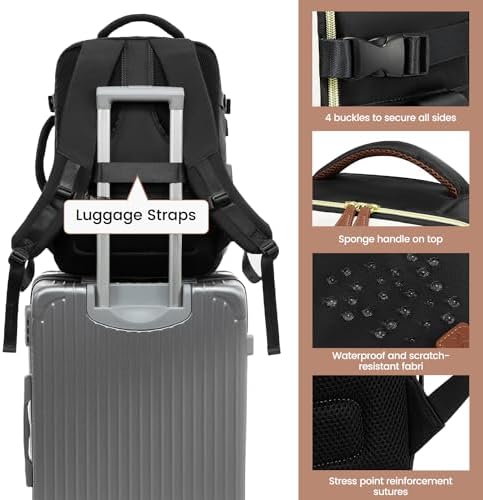 LOVEVOOK Travel Backpack for Women, 40L Carry On Backpack with 3 Packing Cubes,TSA Personal Item Travel Bag Airline Approved, Water Resistant Weekender Overnight Luggage Daypack, Fits 17 Inch Laptop - Image 9