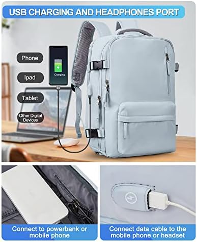 VGCUB Large Travel Backpack Bag for Women Men,Carry on Backpack,17 Inch Laptop Business Work Waterproof Backpack with Laptop Compartment,Person Item Flight Approved,Mochila de Viaje,Blue - Image 3