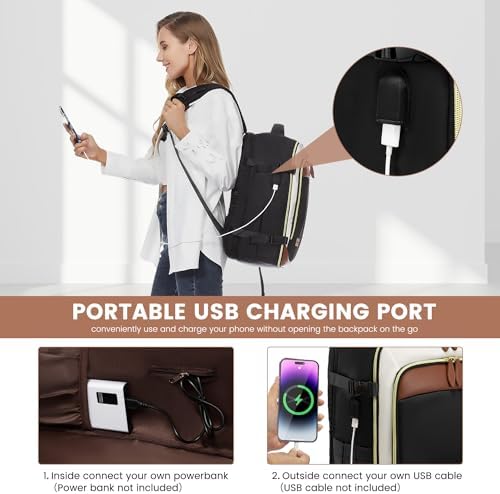 LOVEVOOK Travel Backpack for Women, 40L Carry On Backpack with 3 Packing Cubes,TSA Personal Item Travel Bag Airline Approved, Water Resistant Weekender Overnight Luggage Daypack, Fits 17 Inch Laptop - Image 7